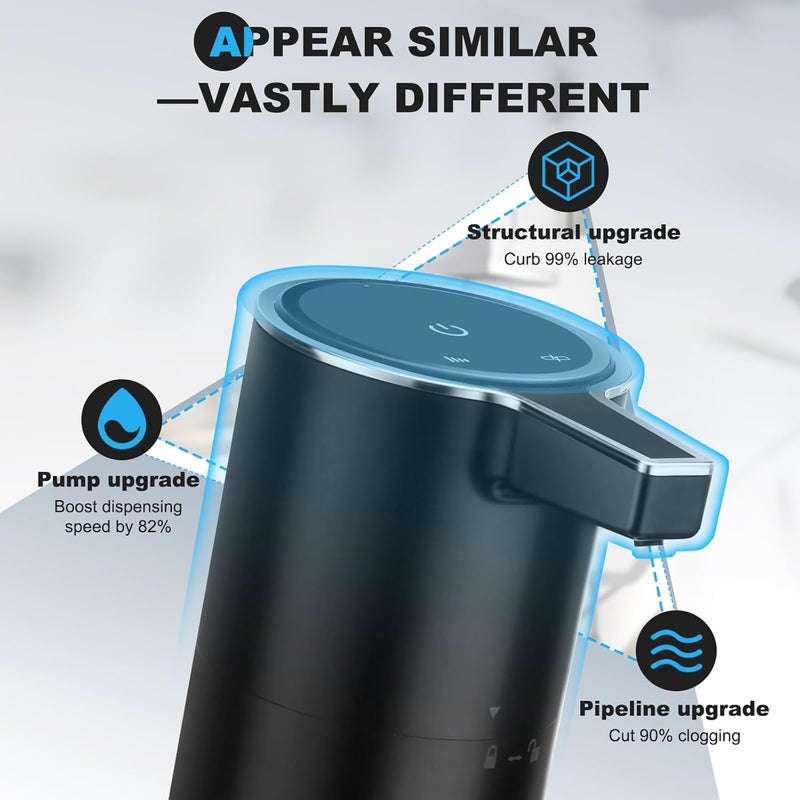 GURITHE Automatic Soap Dispenser Liquid Touchless: 13.52oz/400ml Wall USB Rechargeable - 4-Level Adjustable Modern Electric Hand Soap Dispenser - Kitchen Bathroom Kids Family Black - Image 2